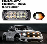 10X Emergency 12 LED Amber White Strobe Light Tow Truck Flashing Warning 12V-24V