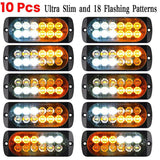 10X Emergency 12 LED Amber White Strobe Light Tow Truck Flashing Warning 12V-24V