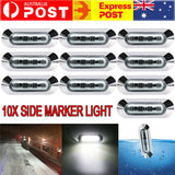 10x 4 LED White Side Marker Clearance Light For Trailer Caravan Truck 12V 24V AU