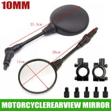 Pair Universal 10mm Round Motorcycle Rearview Rear View Side Mirrors W/ Adapter