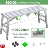 Heavy Duty Steel Hop Up Step Ladder Folding Stool Work Bench Platform 1400mm UK