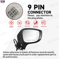 Black Door Wing Mirror Heated Electric 9Wires Right