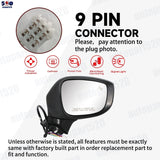 Black Door Wing Mirror Heated Electric 9Wires Right