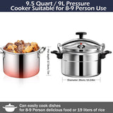 9L Pressure Cooker Thicken Explosion-Proof 304 Stainless Steel One Hand Locking