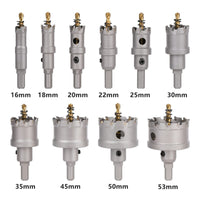 10PCS/Set 16-53mm Carbide Tip TCT Drill Bit Hole Saw Stainless Steel Metal Alloy