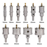 10PCS/Set 16-53mm Carbide Tip TCT Drill Bit Hole Saw Stainless Steel Metal Alloy