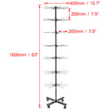 Rotating Metal 7 Tier Stand Rack Jewelry Necklace Keyring Display 70 Hooks Black