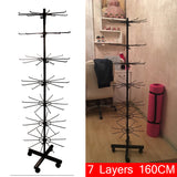Rotating Metal 7 Tier Stand Rack Jewelry Necklace Keyring Display 70 Hooks Black