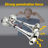 140DB Marine Stainless Steel Dual Trumpet Horn Boat Car Electric Horn 18-1/2inch