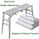 Heavy Duty Steel Hop Up Step Ladder Folding Stool Work Bench Platform 1400mm UK