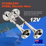 140DB Marine Stainless Steel Dual Trumpet Horn Boat Car Electric Horn 18-1/2inch