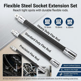 3Pcs Flexible Socket Extension Bars Set 1/2" 1/4" 3/8" Shaft Drive 10" 8" 6"