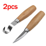 2pcs Wood Carving Knives Set for Spoon Carving Tools Hook Knife