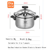 9L Pressure Cooker Thicken Explosion-Proof 304 Stainless Steel One Hand Locking