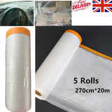 5 Rolls Pre-taped Masking Paper Car Painter Spray Paint Protect Film Dustproof