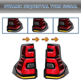 LED Tail Lights For 2010-17 Toyota Land Cruiser Prado Red Rear Brake Lamps