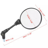 Pair Universal 10mm Round Motorcycle Rearview Rear View Side Mirrors W/ Adapter