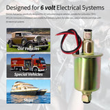 Universal 6 Volt Electric Fuel Pump with Installation Kit Replacement