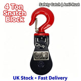 4 Ton Snatch Block with Hook Heavy Duty Lifting Pulley Carbon Steel
