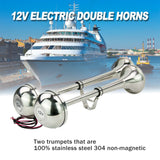 140DB Marine Stainless Steel Dual Trumpet Horn Boat Car Electric Horn 18-1/2inch