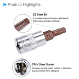 3 Pcs 3/8-Inch Drive Torx T30 Bit Socket S2 Steel 48mm Length