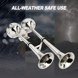 140DB Marine Stainless Steel Dual Trumpet Horn Boat Car Electric Horn 18-1/2inch