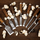 10PCS Woodworking Wood Chisel Set with Wooden Box Honing Guide Sharpening Stone