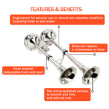 140DB Marine Stainless Steel Dual Trumpet Horn Boat Car Electric Horn 18-1/2inch