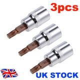 3 Pcs 3/8-Inch Drive Torx T30 Bit Socket S2 Steel 48mm Length