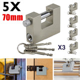 High Security 5 Pack 70mm Container Padlock with 3 Keys Garage Trailer Lock Box