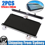 2PCS PVC Retractable Car Window Sun Shade Visor Windshield Roller Blind