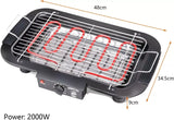 2000W Electric Indoor BBQ Grill for Home Adjustable Temp Smokeless Barbecue