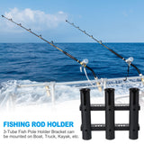 2Pcs 3 Tube Fishing Rod Holders Plastic Wall-Mounted Rack Pole Bracket for Boat