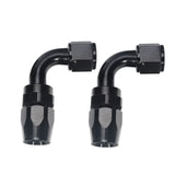 2-Pcs -10AN  90° Fast Flow Hose Fitting Adaptor Black