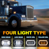 For Toyota Landcruiser 60/61/80 Series 4pcs 4x6Inch LED Headlight Hi/Lo Halo DRL