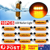 10x 12v/24v Amber 4 LED Side Clearance Marker Light Car Truck Tail Trailer Lamp