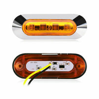 10x Amber 4 LED Side Clearance Marker Light Truck Trailer Lamp w/ Chrome Housing