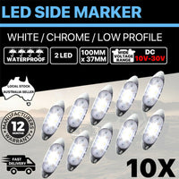 10X 10-30V White Clearance light side marker led trailer Truck LORRY LAMP Chrome