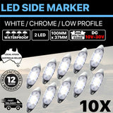 10X 10-30V White Clearance light side marker led trailer Truck LORRY LAMP Chrome