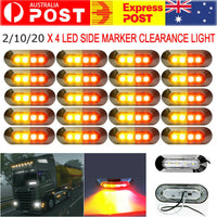 20X Caravan 4-LED SIDE MARKER CLEARANCE LIGHTS TRAILER TRUCK 12V 24V - RED AMBER