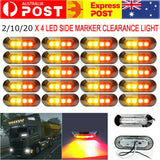 20X Caravan 4-LED SIDE MARKER CLEARANCE LIGHTS TRAILER TRUCK 12V 24V - RED AMBER