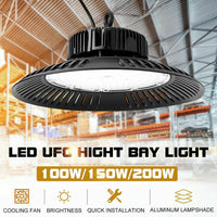 200W UFO HIGH LOW BAY WORK LED LIGHT WAREHOUSE FACTORY WORK SHOP FLOOD DOWN LAMP