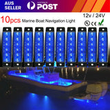 10X Marine Boat Bow Navigation Light 3.8" 6 LED Yacht Deck Spreader Lamp Blue AU
