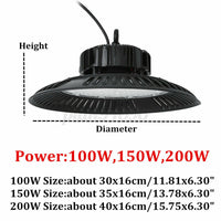 150W 200W UFO HIGH LOW BAY LED WORK LIGHT Industrial WAREHOUSE FACTORY DOWN LAMP