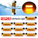 10x Amber 4 LED Side Clearance Marker Light Truck Trailer Lamp w/ Chrome Housing