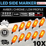 10X 10-30V Amber Clearance light side marker led trailer Truck LORRY LAMP Chrome